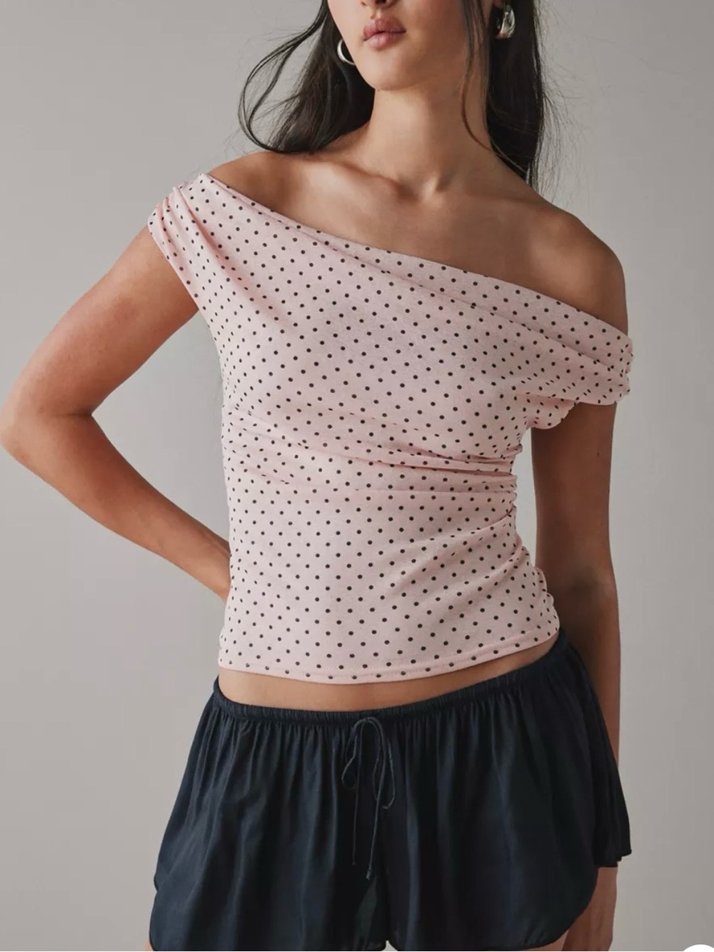 Urban Outfitters Fia Off-The-Shoulder Crop Top, Pink/Brown, NWOT, Women’s Size S